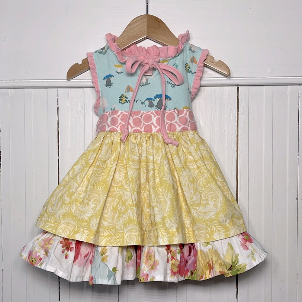 GIGGLE MOON EUC Yellow Plum Feathers Madison Dress